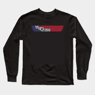 Dad Grandpa Veteran - Retro Vintage Long Sleeve T-Shirt